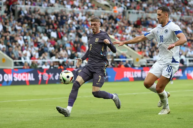 Cole Palmer attempts to control the ball