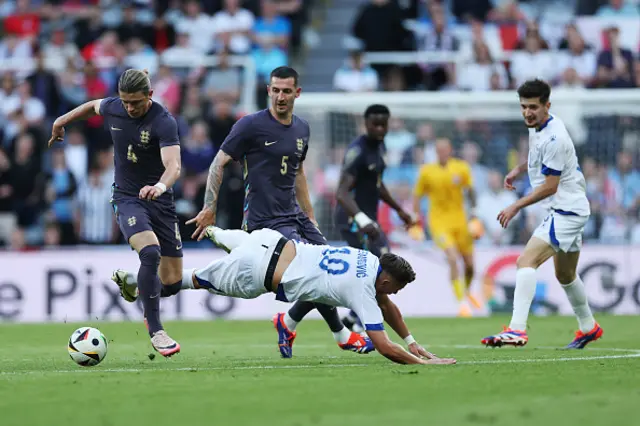 Conor Gallagher of England battles for possession with Ermedin Demirovic