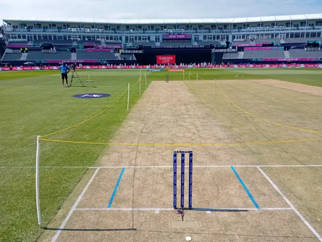 The pitch at the Nassau County International Cricket Stadium, New York