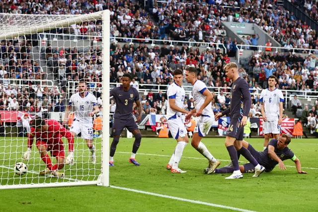 Harry Kane of England scoring the third goal