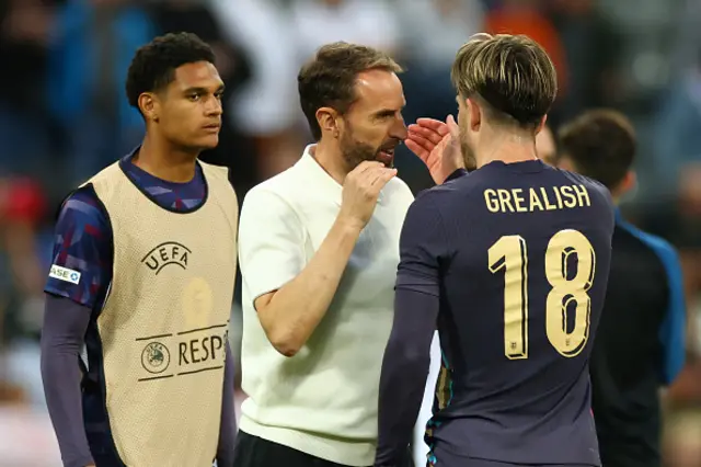 England Manager Gareth Southgate with Jack Grealish after the international friendly