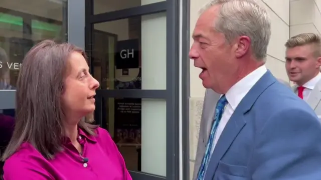 Lucy Manning and Nigel Farage