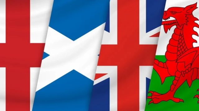 Flags of England, Scotland, Great Britain, Wales