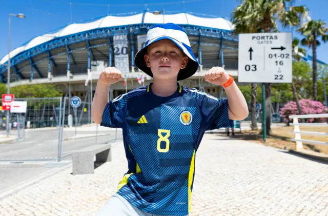 Scotland fan outside stadium