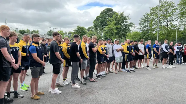 Leeds Rhinos players paying respects to Rob Burrow on Monday