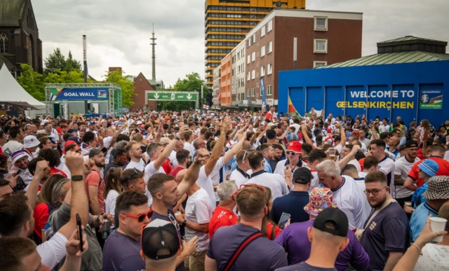 England fans in the centre of Gelsenkirchen