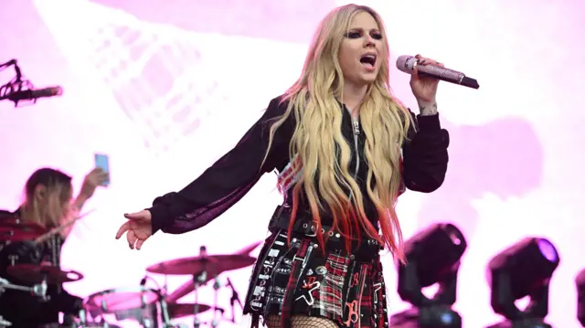 Avril Lavigne performs on the Other Stage during the Glastonbury Festival at Worthy Farm