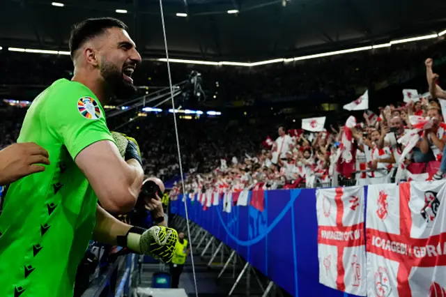 iorgi Mamardashvili goalkeeper of Georgia and Valencia CF celebrates