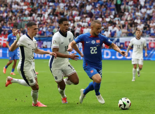 Stanislav Lobotka (CR) of Slovakia,  Phil Foden, Jude Bellingham