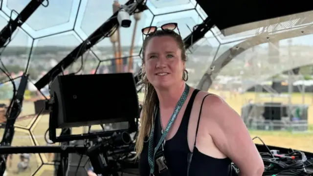 Women sat in DJ set high in the sky