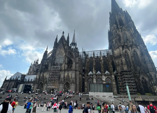 Fans near the cathedral