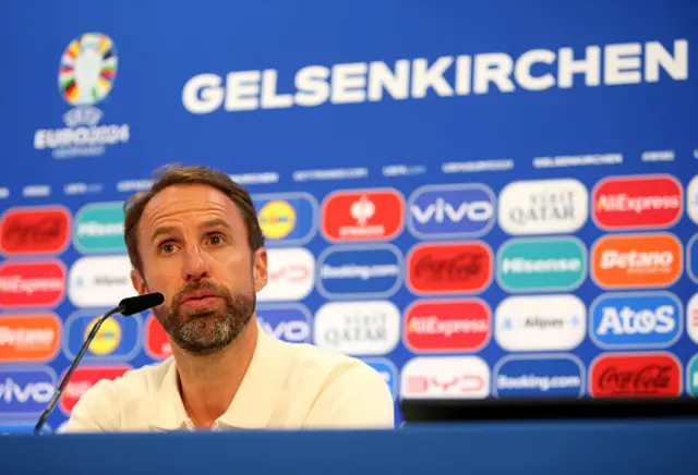 Gareth Southgate, Head Coach of England, looks on