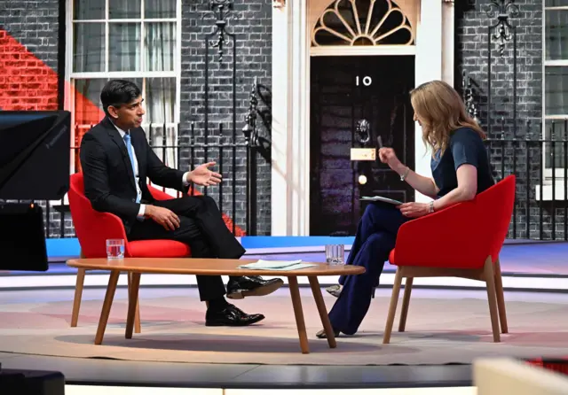 Rishi Sunak talking to Laura Kuenssberg