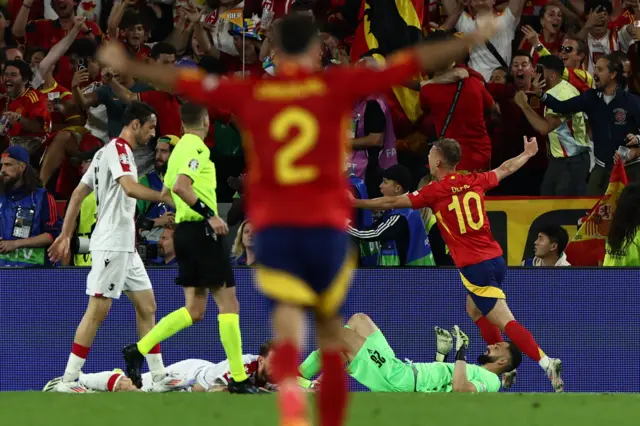 Dani Olmo celebrates