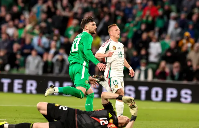 Troy Parrott scores for Ireland