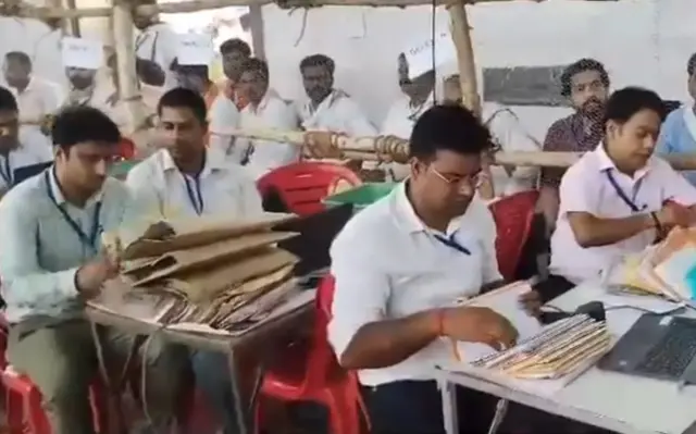 Counting of postal ballots at a counting centre in Uttar Pradesh's Raebareli