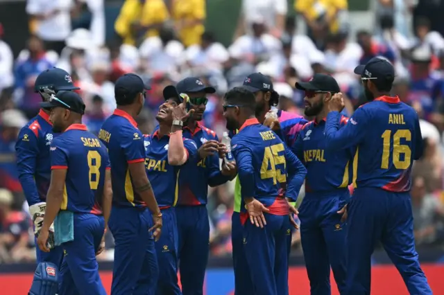 Nepal celebrate a wicket