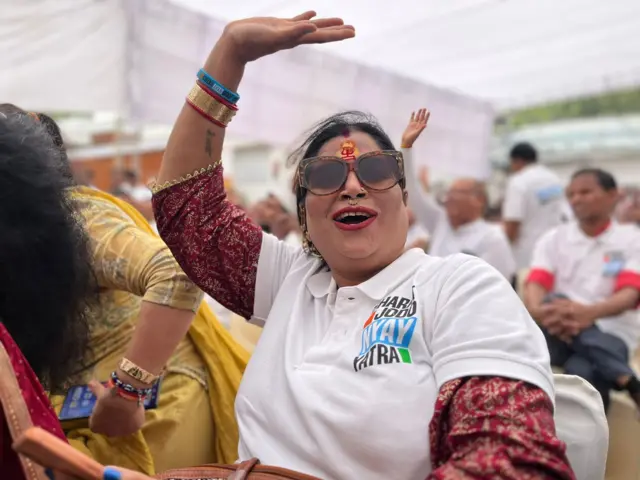 Party worker seen at the Congress headquarters in Delhi