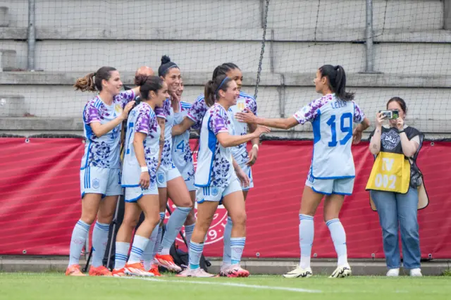 Spain Women celebrate