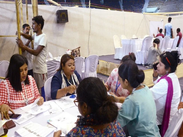 Counting seen at a centre in West Bengal capital, Kolkata