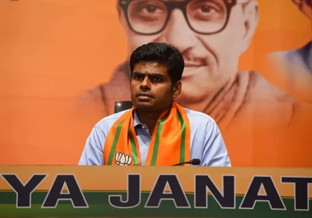 K Annamalai seen at the BJP Headquarters in New Delhi in August 2020