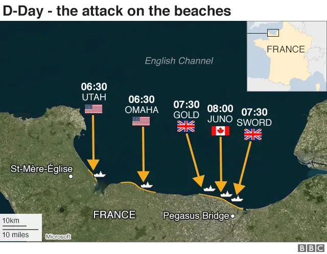 D-Day attack on beaches