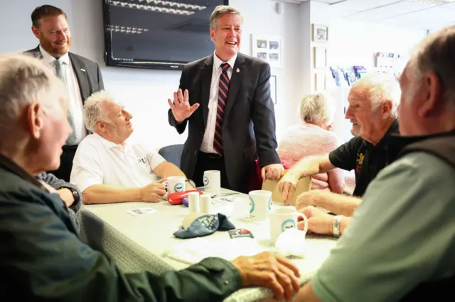 SNP Deputy Leader, Keith Brown, joins the SNP candidate for Midlothian Owen Thompson at Lothian Veterans Centre to mark the anniversary of D-Day on June 05, 2024 in Dalkeith, Scotland.