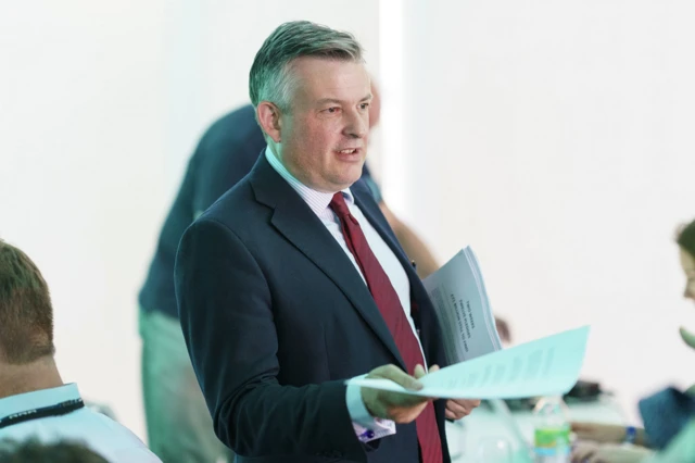 Jonathan Ashworth in the Spin Room during ITV's debate between Rishi Sunak and Keir Starmer