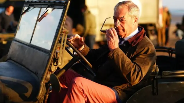 Nigel Farage in a Jeep