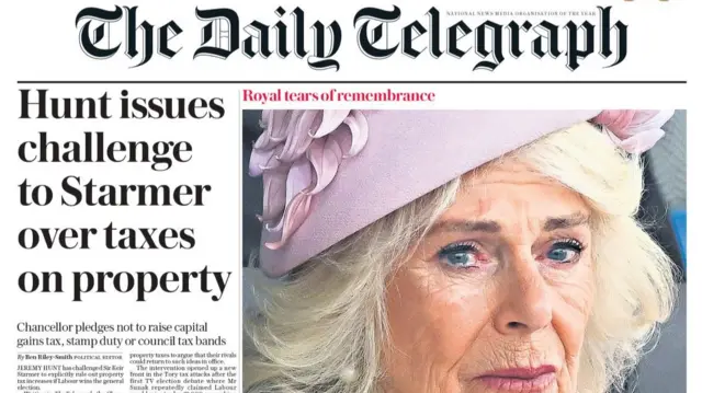 The front page of The Telegraph newspaper