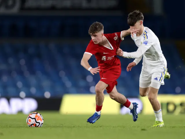 Charlie Crew in action for Leeds under-21s