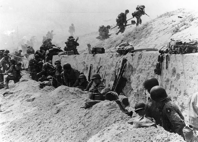 Archive picture of US soldiers fighting on D-Day