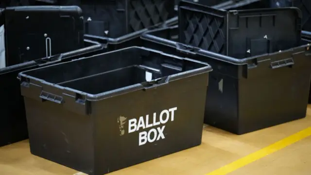 Ballot boxes stacked up
