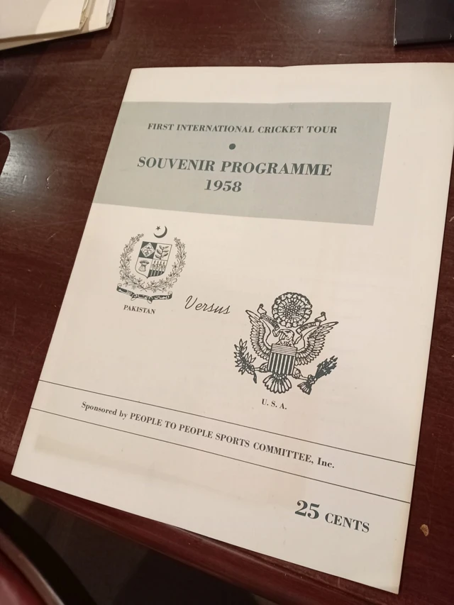 Programme from the very first time a Pakistan team played in United States in 1958