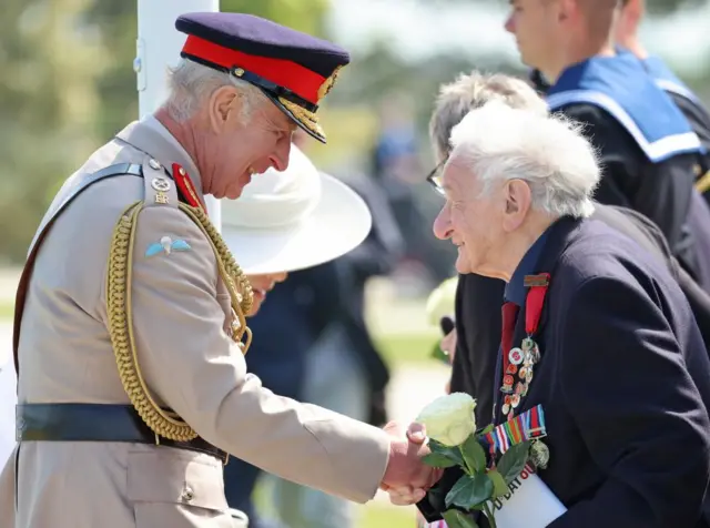 King Charles III meets D-Day veteran Albert Keir