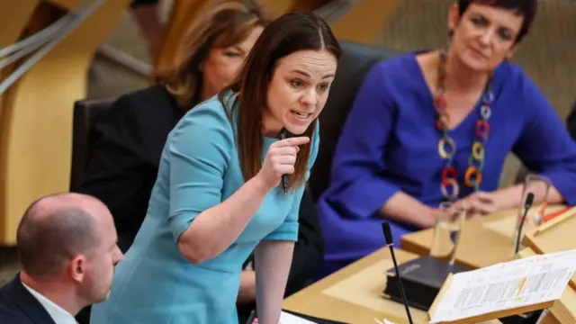 Deputy First Minister Kate Forbes takes First Ministers Questions at the Scottish Parliament Building on June 06, 2024 in Edinburgh, Scotland.