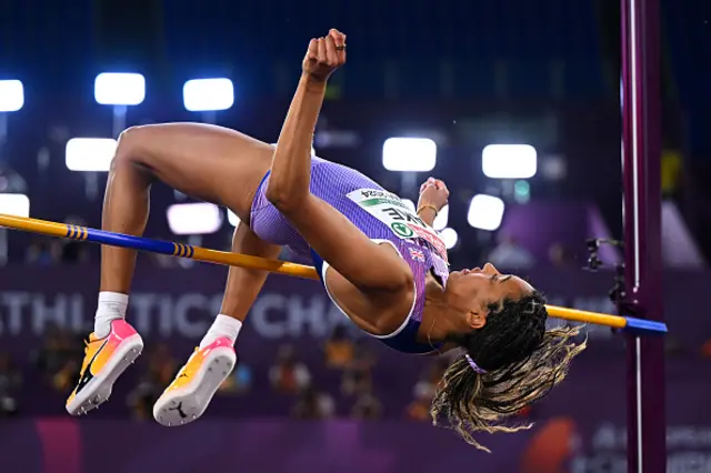 : Morgan Lake of Team Great Britain competes during the Women's High Jump Qualification Group A