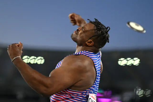 Lawrence Okoye of Team Great Britain competes during the Men's Discus Throw Final