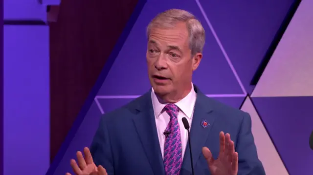 Nigel Farage speaks during the TV debate