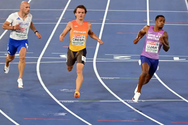 Chijindu Ujah competes in the men's 100m heat