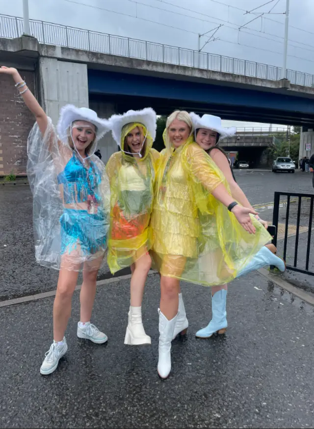 Lucy, Emily, Katie and Alice from Surrey say the ponchos add to their outfits