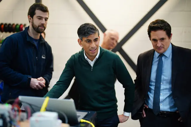 Prime Minister Rishi Sunak and Minister for Veterans' Affairs Johnny Mercer during their visit