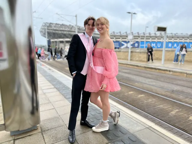 Jasmine Brown and Kai Walker in the shadow of Murrayfield