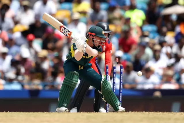 David Warner is bowled by Moeen Ali