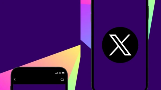 Graphic of X logo next to mobile phone