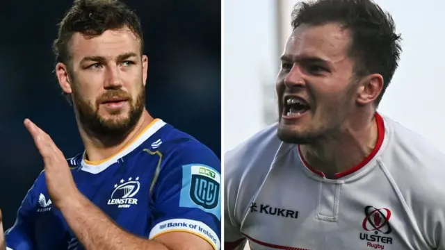 Leinster's Caelan Doris and Ulster wing Jacob Stockdale will be in action at the Aviva Stadium