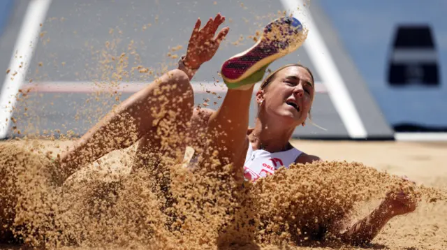 In the sand - Polish heptathlete Paulina Ligarska in the heptathlon long jump