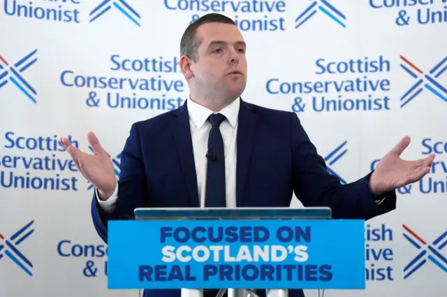 Scottish Conservative leader Douglas Ross speaks during the official launch of his party's General Election campaign at the Royal George Hotel in Perth