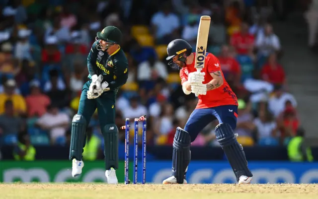 Phil Salt is bowled by Adam Zampa