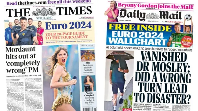 An image showing the Times and the Daily Mail's front pages